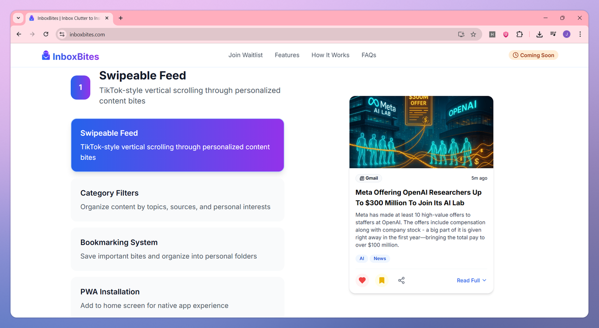 InboxBites screenshot #2