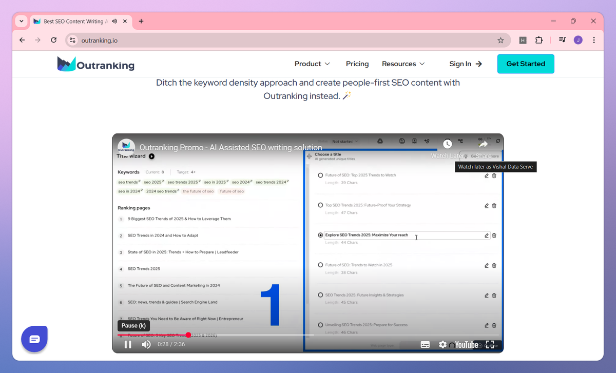 Outranking screenshot #3