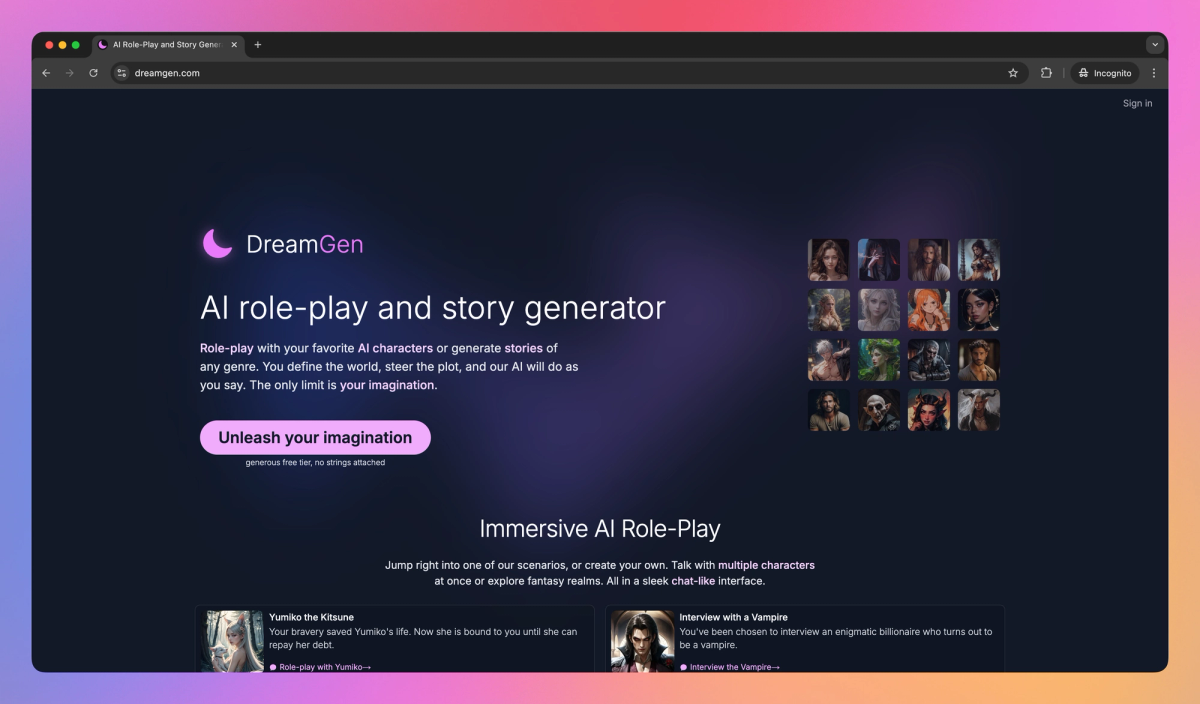 Dreamgen screenshot #1