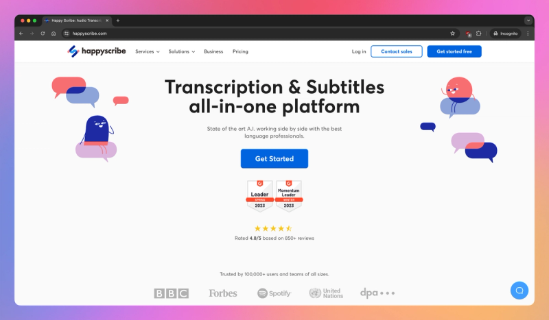 Happy Scribe product screenshot