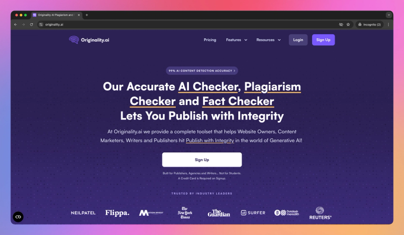 Originality AI product screenshot