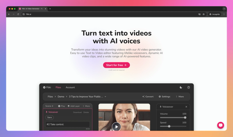 Fliki product screenshot