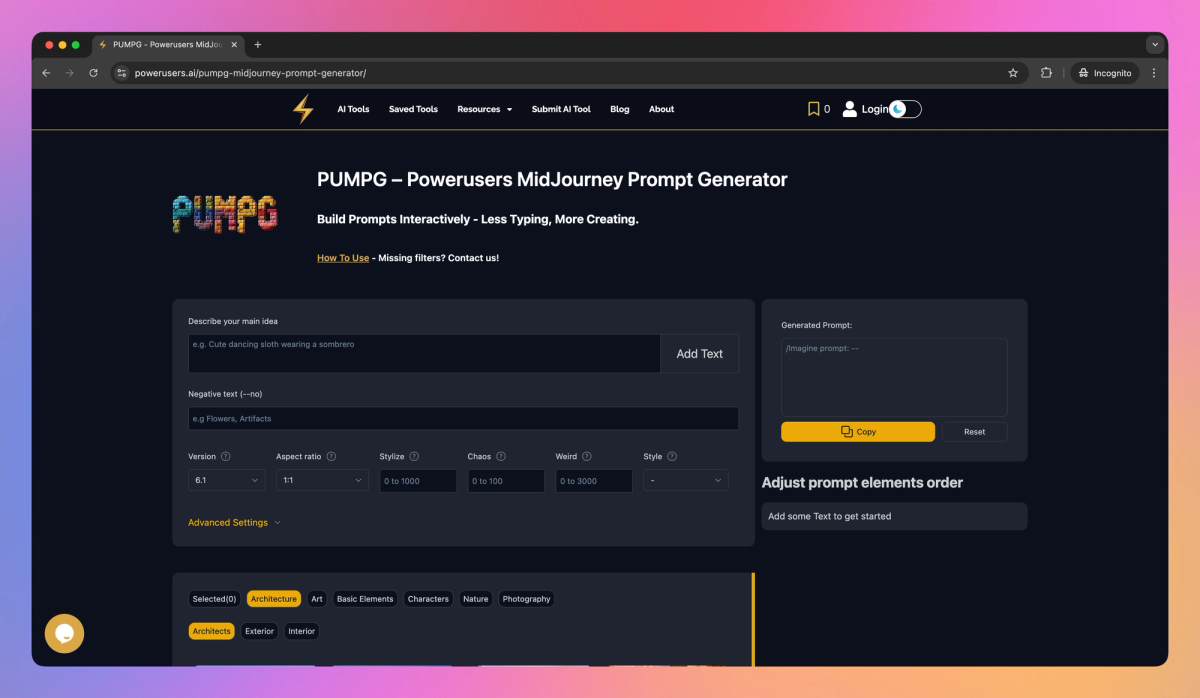 Powerusers MidJourney Prompt Generator screenshot #1