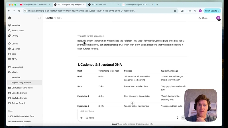 Chat GPT video script prompting