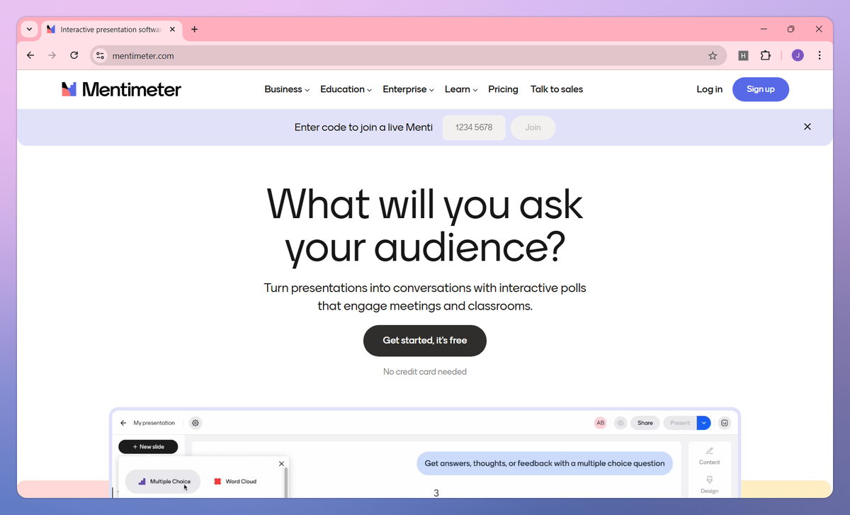 Mentimeter screenshot #1