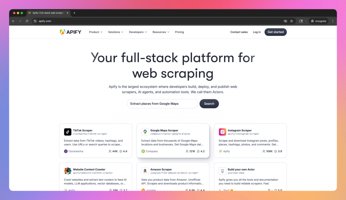 Apify screenshot #1