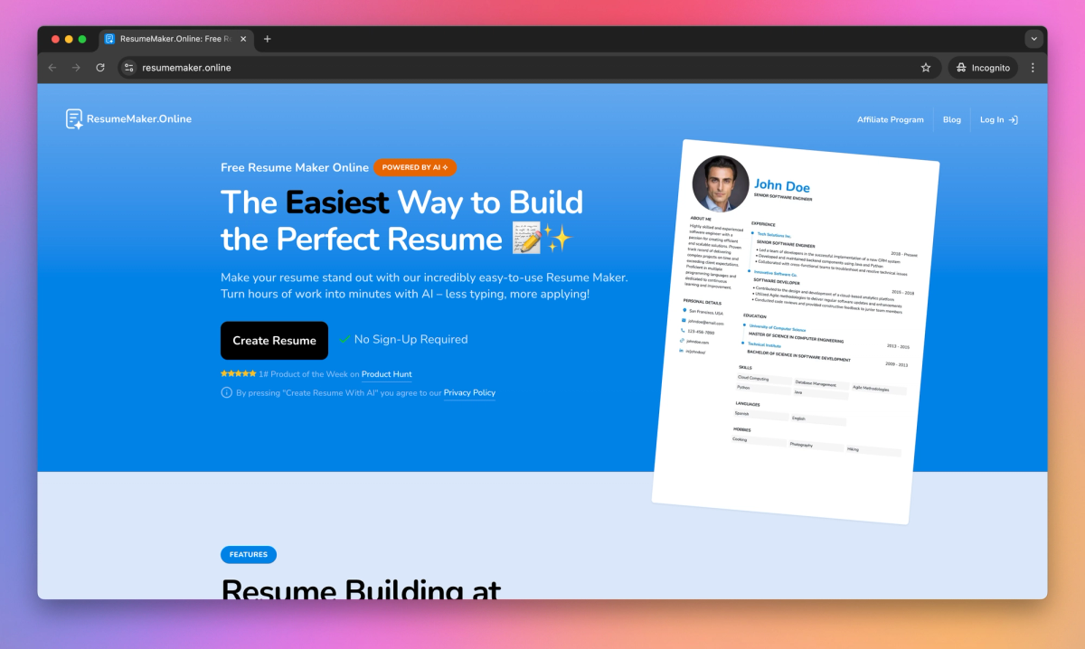ResumeMaker.Online screenshot #1