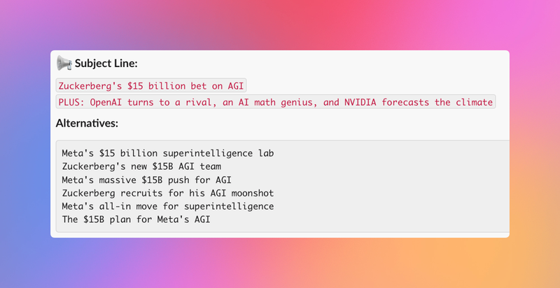 Selected subject line