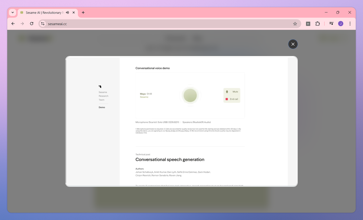 Sesame AI screenshot #2