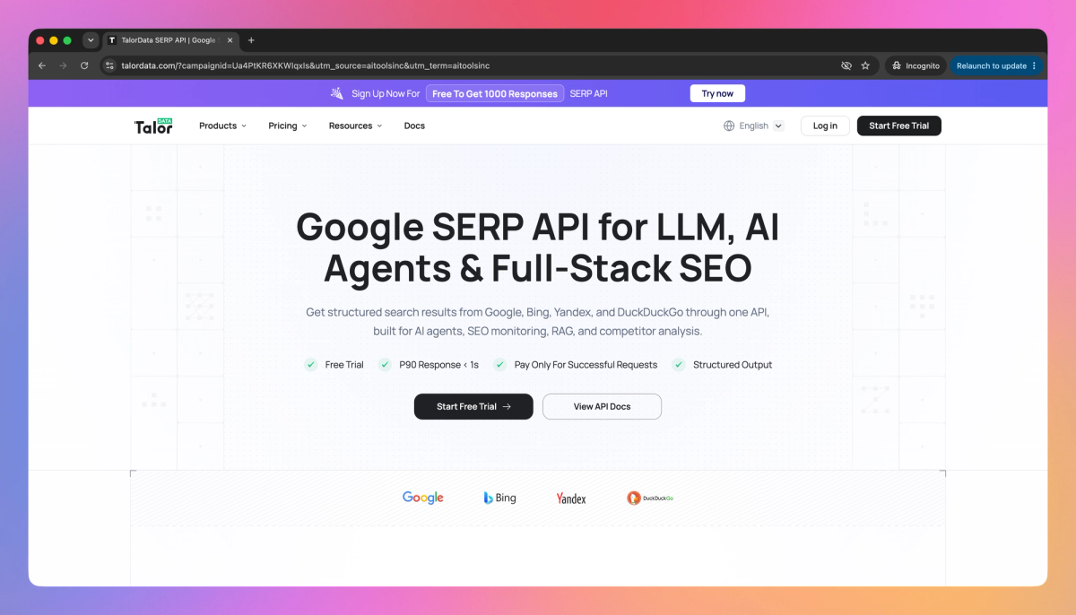 TalorData SERP API screenshot #1