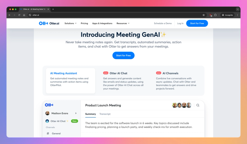 Otter AI product screenshot