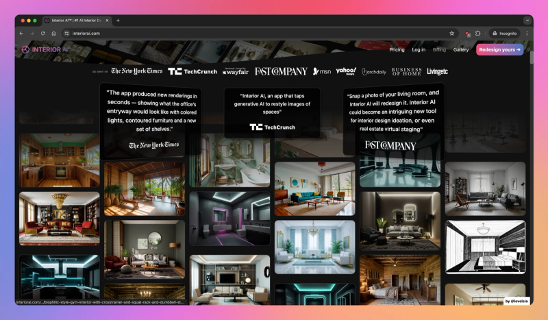 Interior AI product screenshot