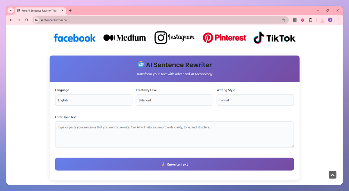 Sentence Rewriter screenshot #2