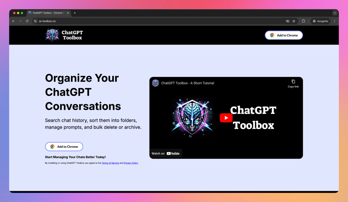 ChatGPT Toolbox screenshot