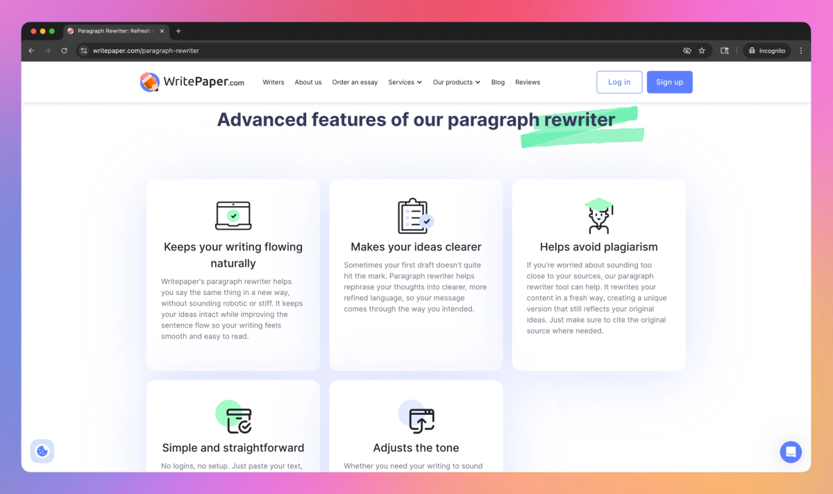 WritePaper Paragraph Rewriter screenshot #2
