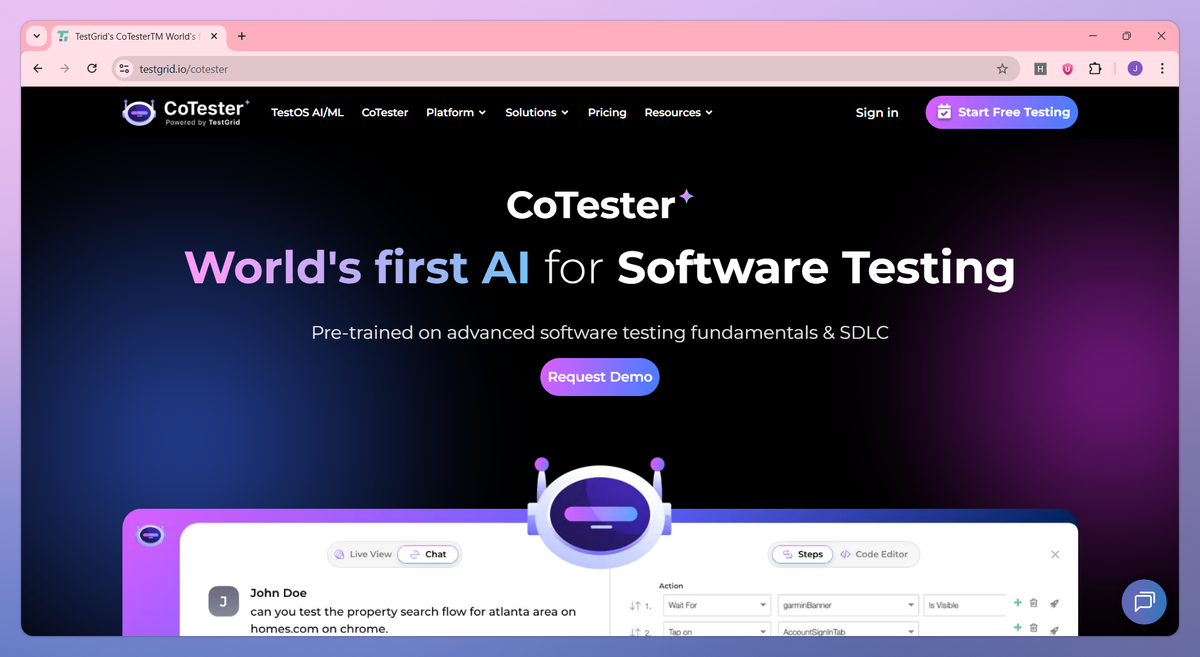 TestGrid CoTester screenshot #1