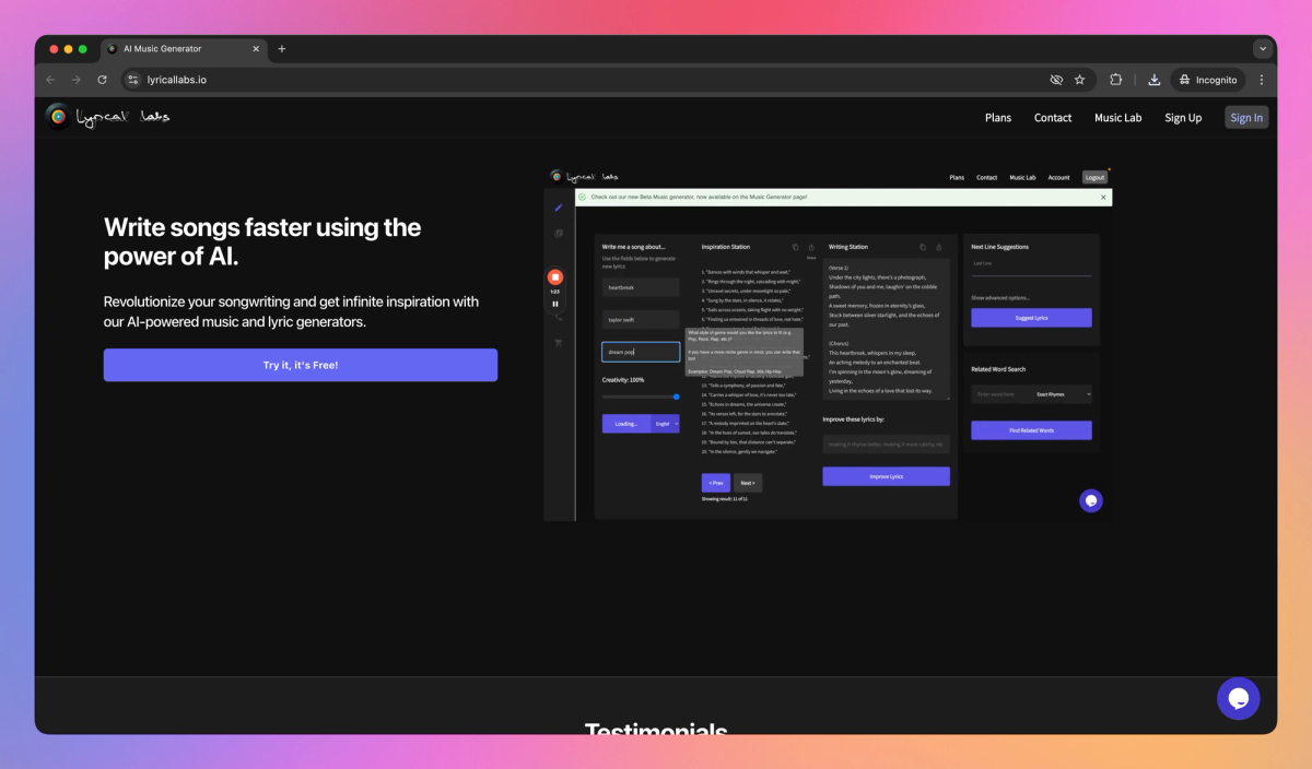 Lyrical Labs screenshot