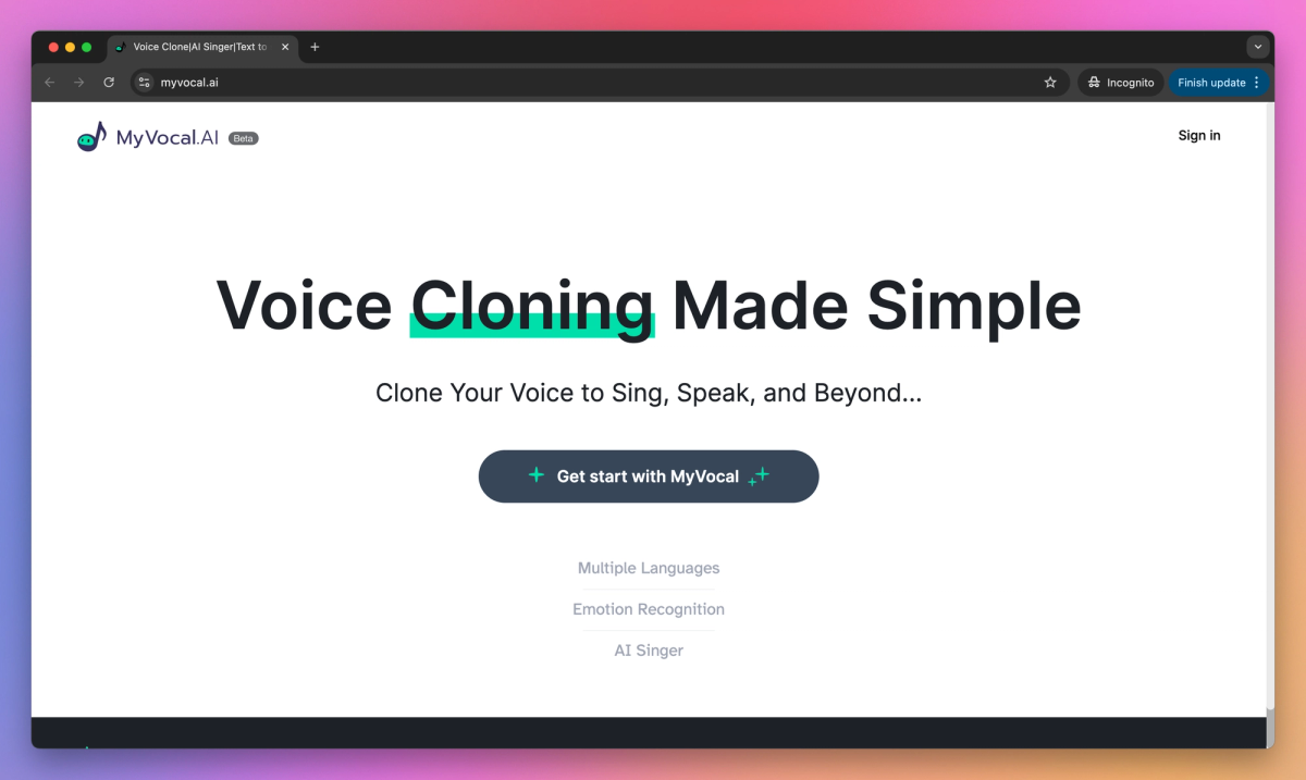 MyVocal.ai screenshot