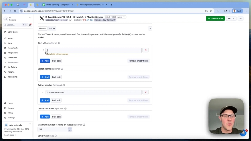 Apify manual request builder