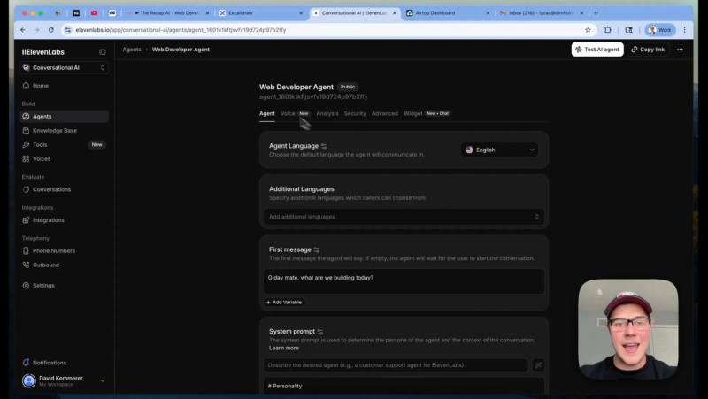 ElevenLabs voice agent setup. 