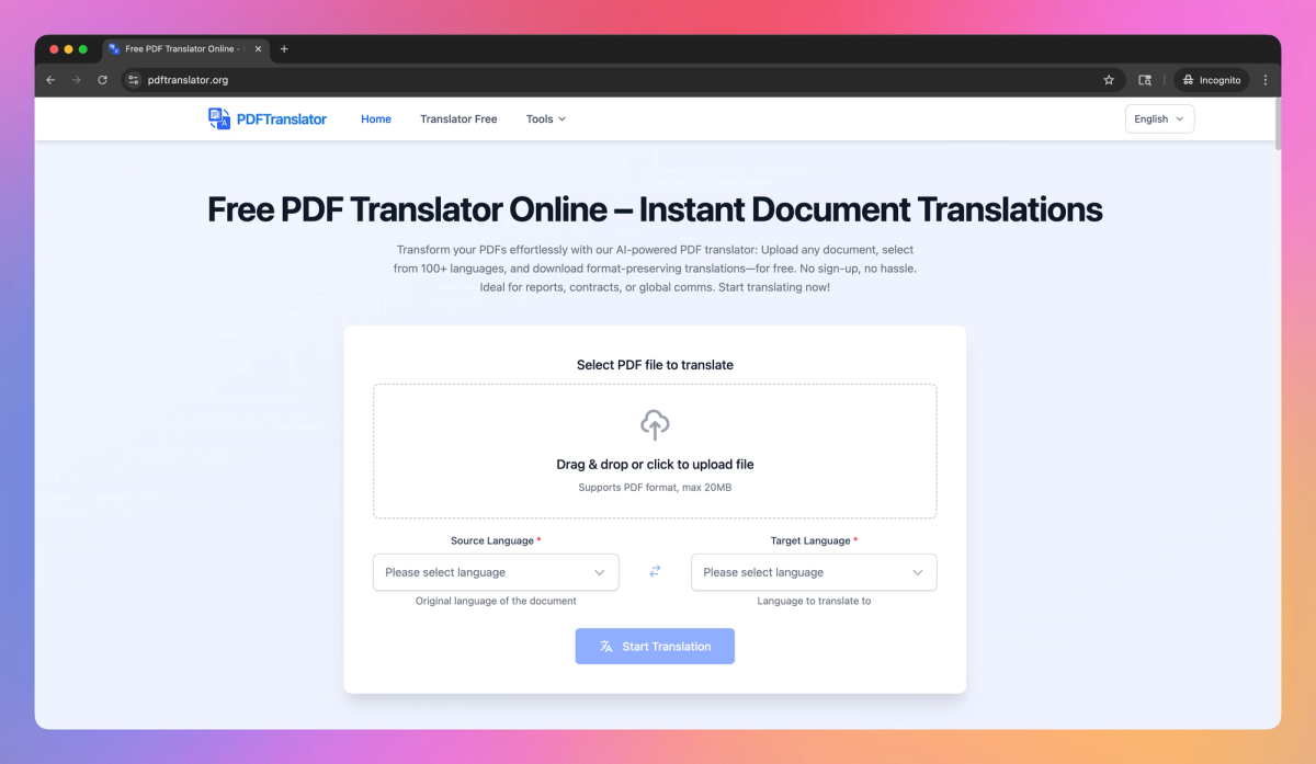 PDF Translator Free screenshot #1