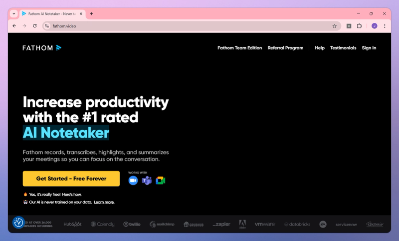 Fathom AI Notetaker product screenshot