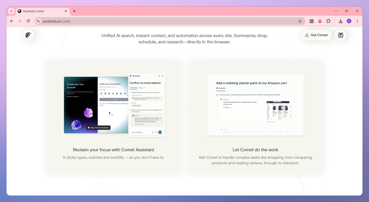 Perplexity Comet screenshot #3