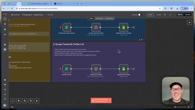 Twitter scraping workflow