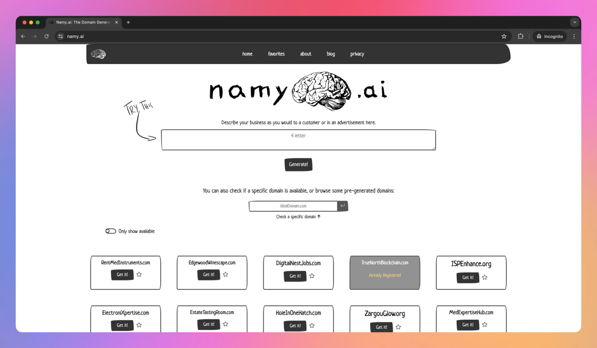 Namy.ai screenshot