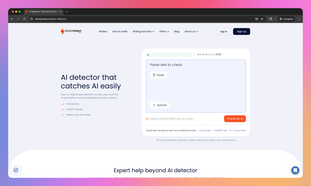 DoMyEssay AI Detector screenshot #1