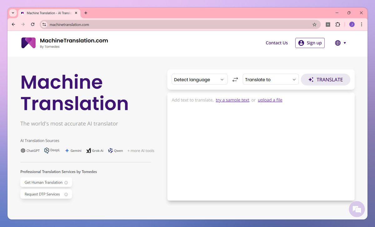 Machine Translation screenshot #1