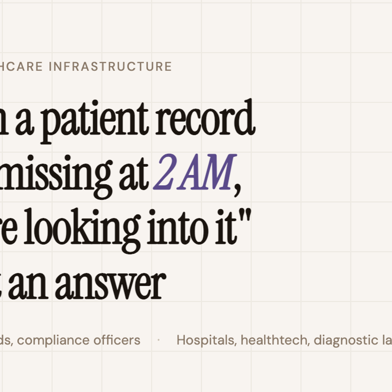 When a Patient Record Goes Missing at 2 AM, "We're Looking Into It" Is Not an Answer