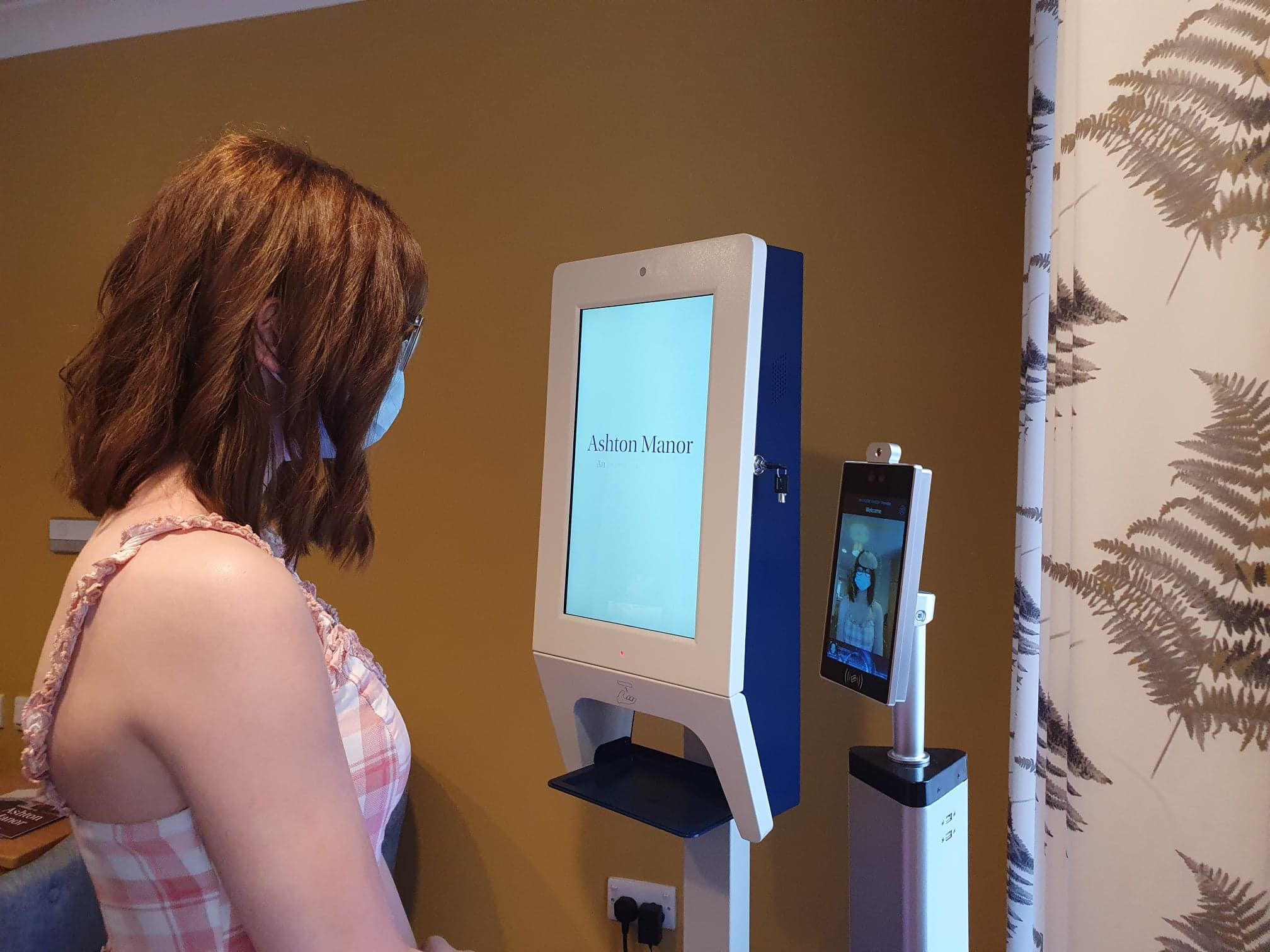 Hand sanitiser display installation in reception