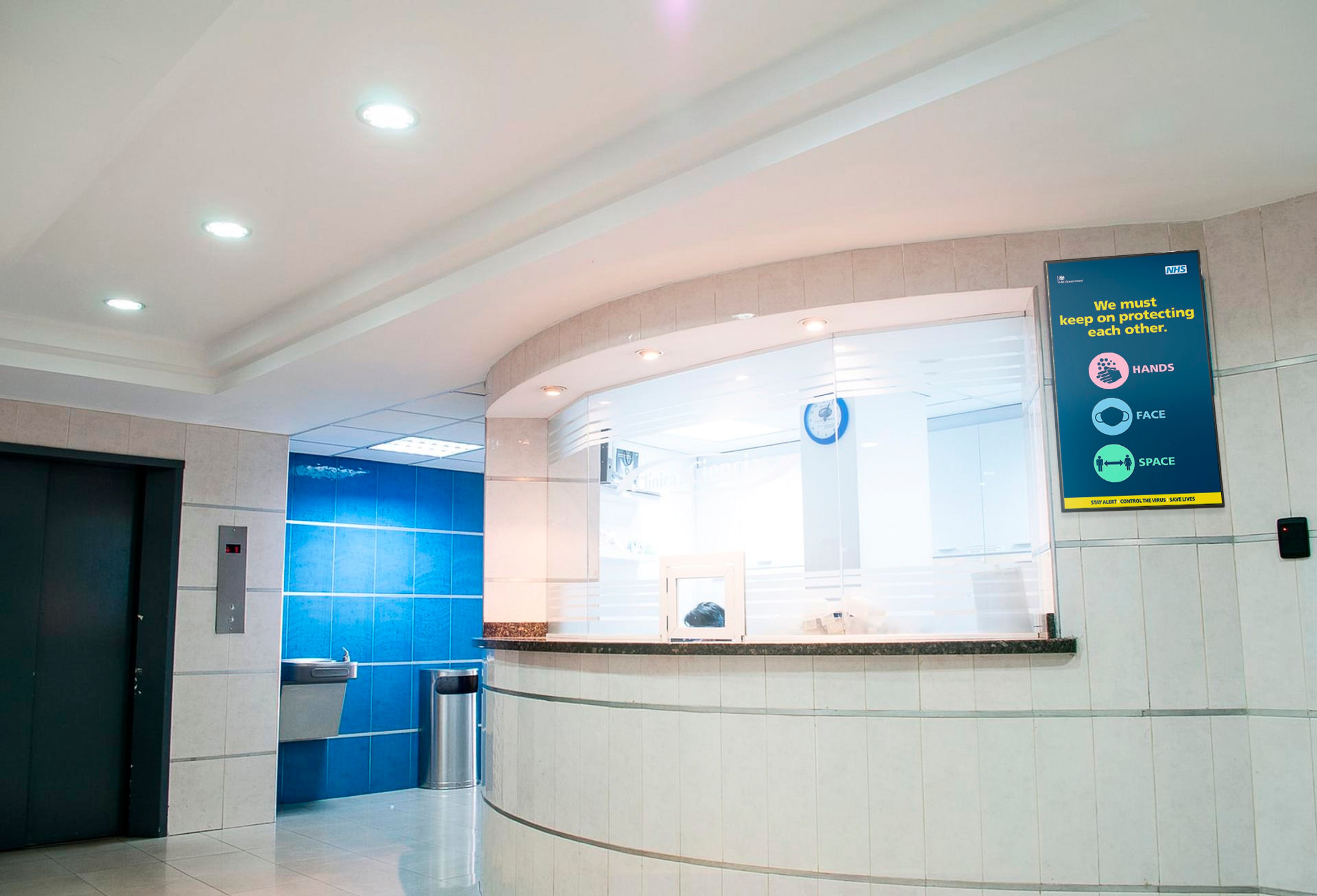 Digital signage installation at hospital reception