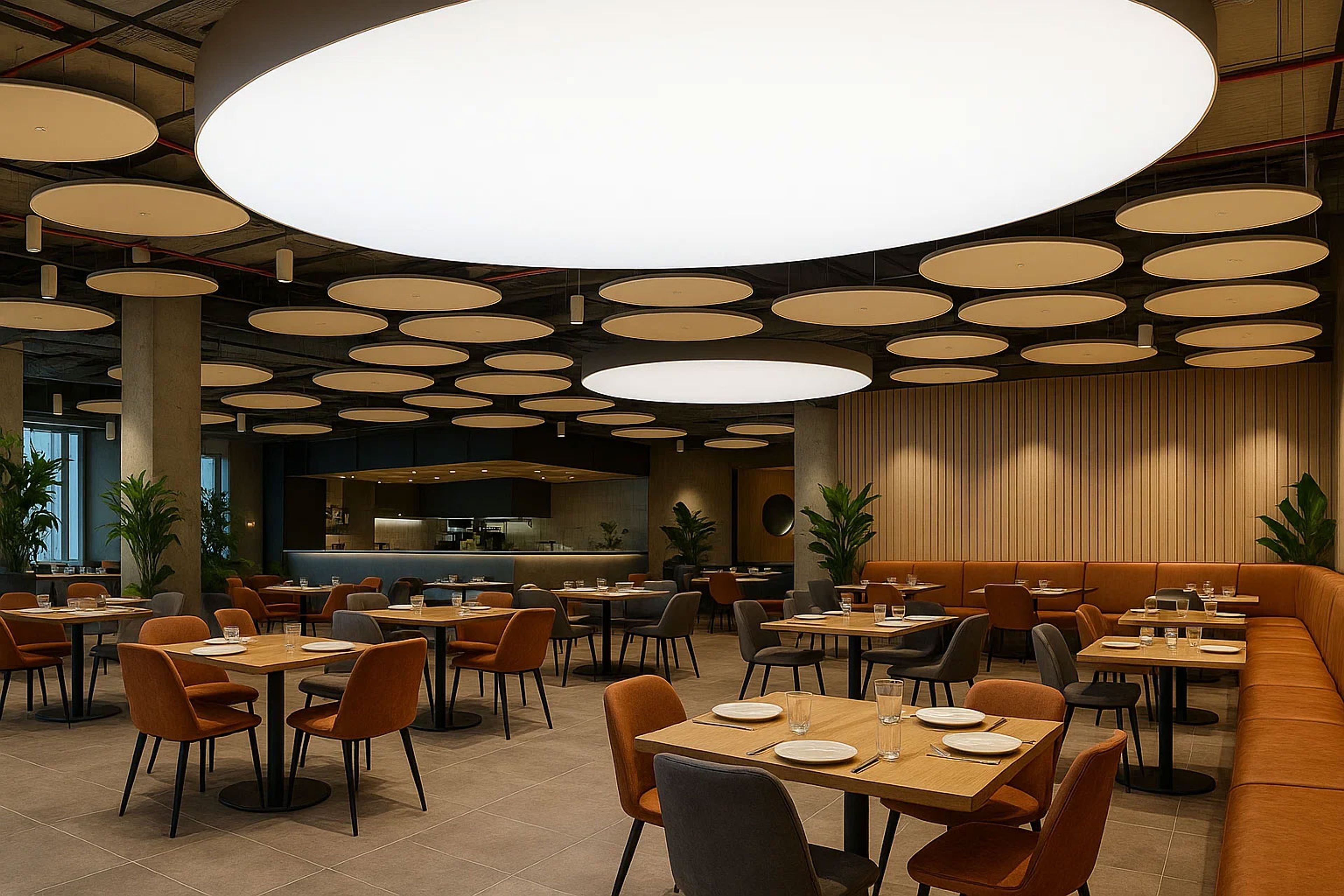 solid circle lights restaurant