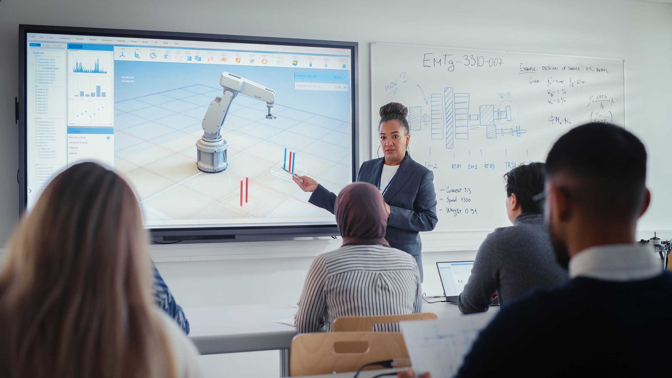 3d software on digital whiteboard