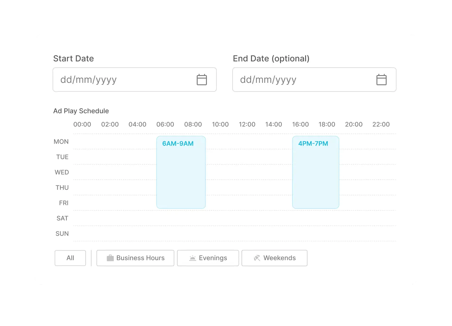 Flexible ad scheduling
