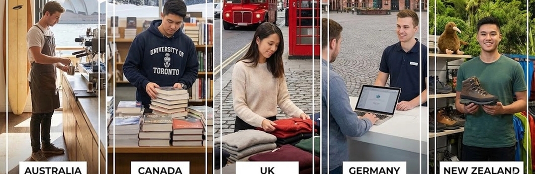 What are the different rules governing part-time work in various study abroad destinations?