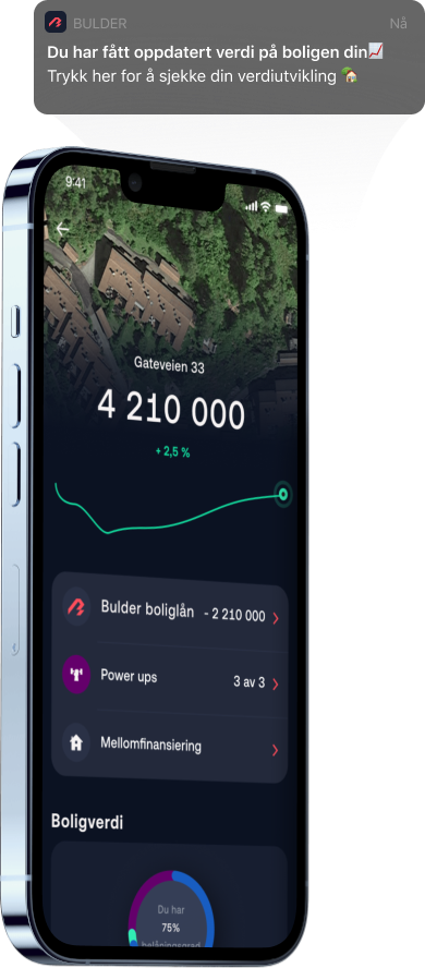 Bilde av utvikling av boligverdi i Bulder appen