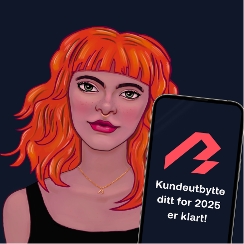 Dame som viser frem mobiltelefon med kundeutbytte i Bulder