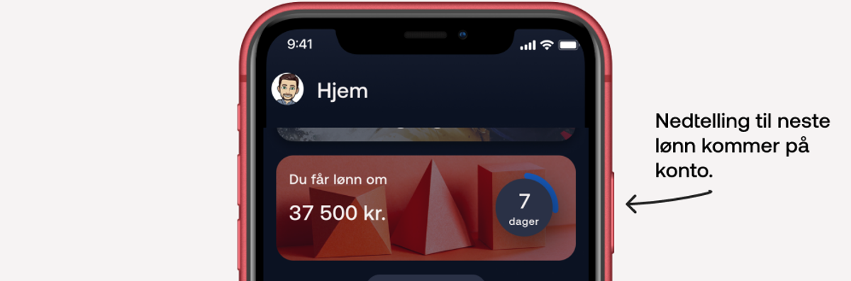Nedtelling til neste lønn i Bulder-appen