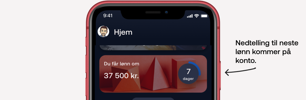 Nedtelling til neste lønn i Bulder-appen