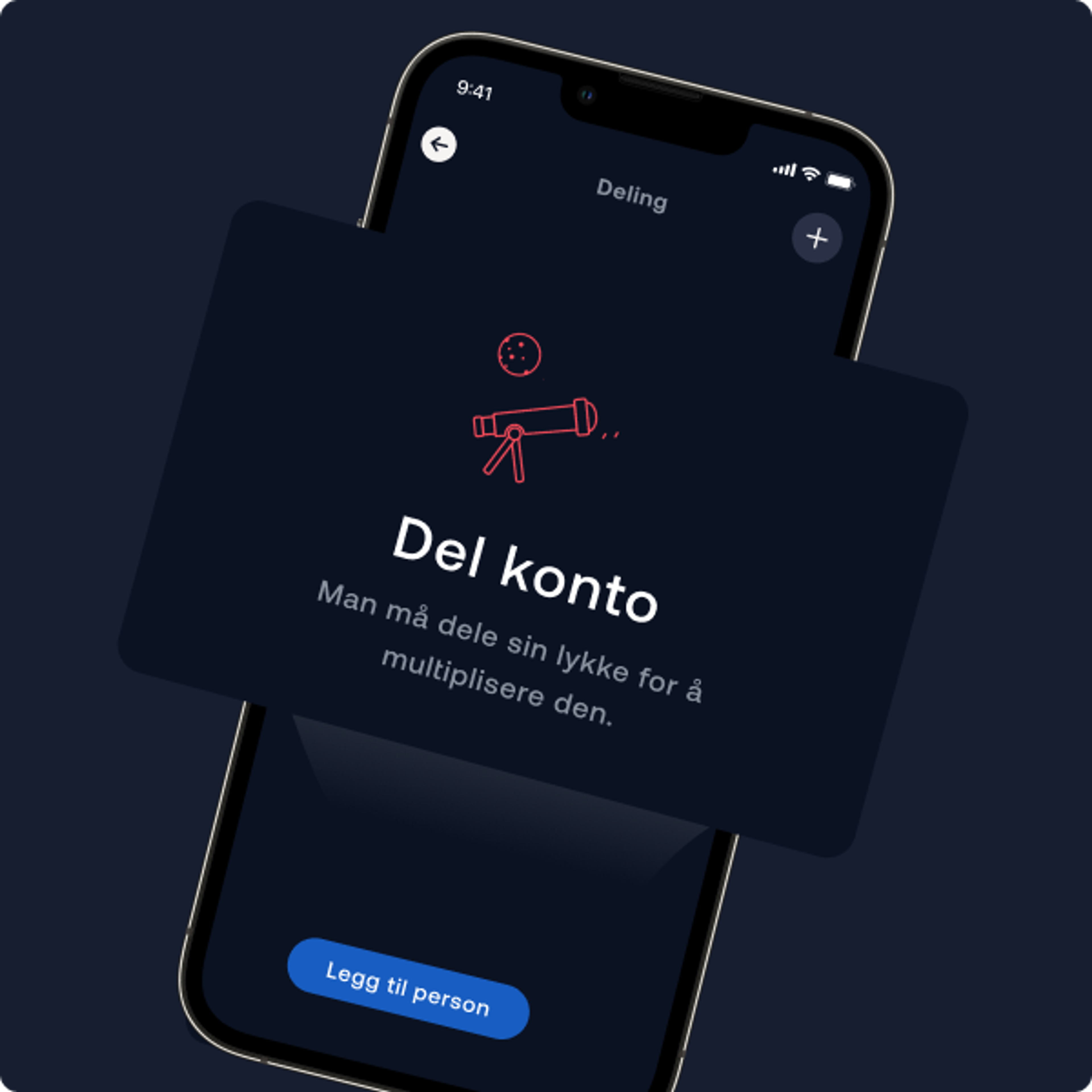 viser ikon av å dele sparekonto