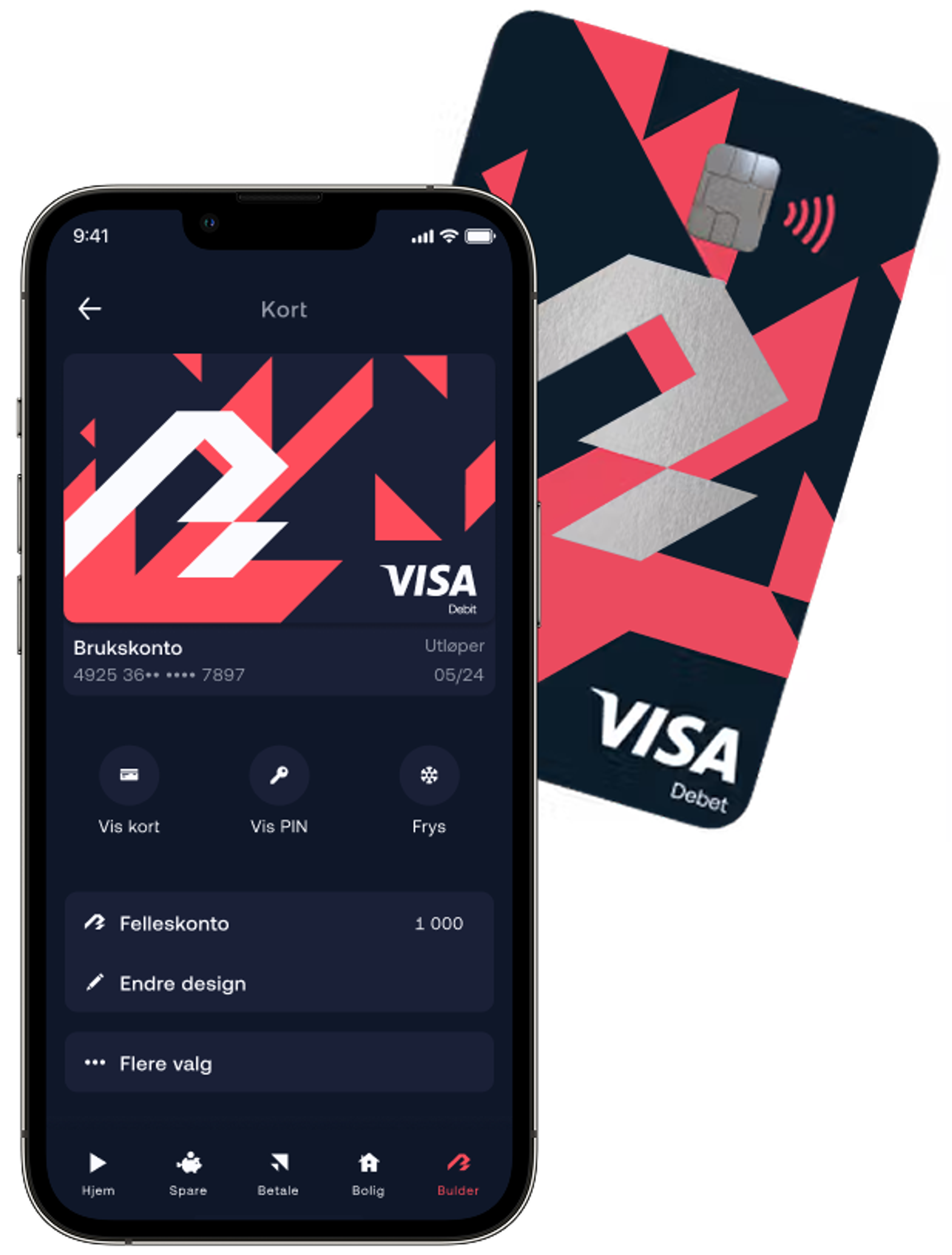 Bilde bankkort og kort i Bulder-app