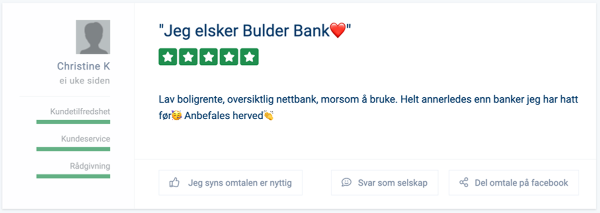 God tilbakemelding fra kunde på bytt.no