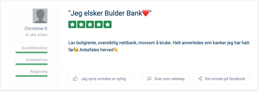 God tilbakemelding fra kunde på bytt.no