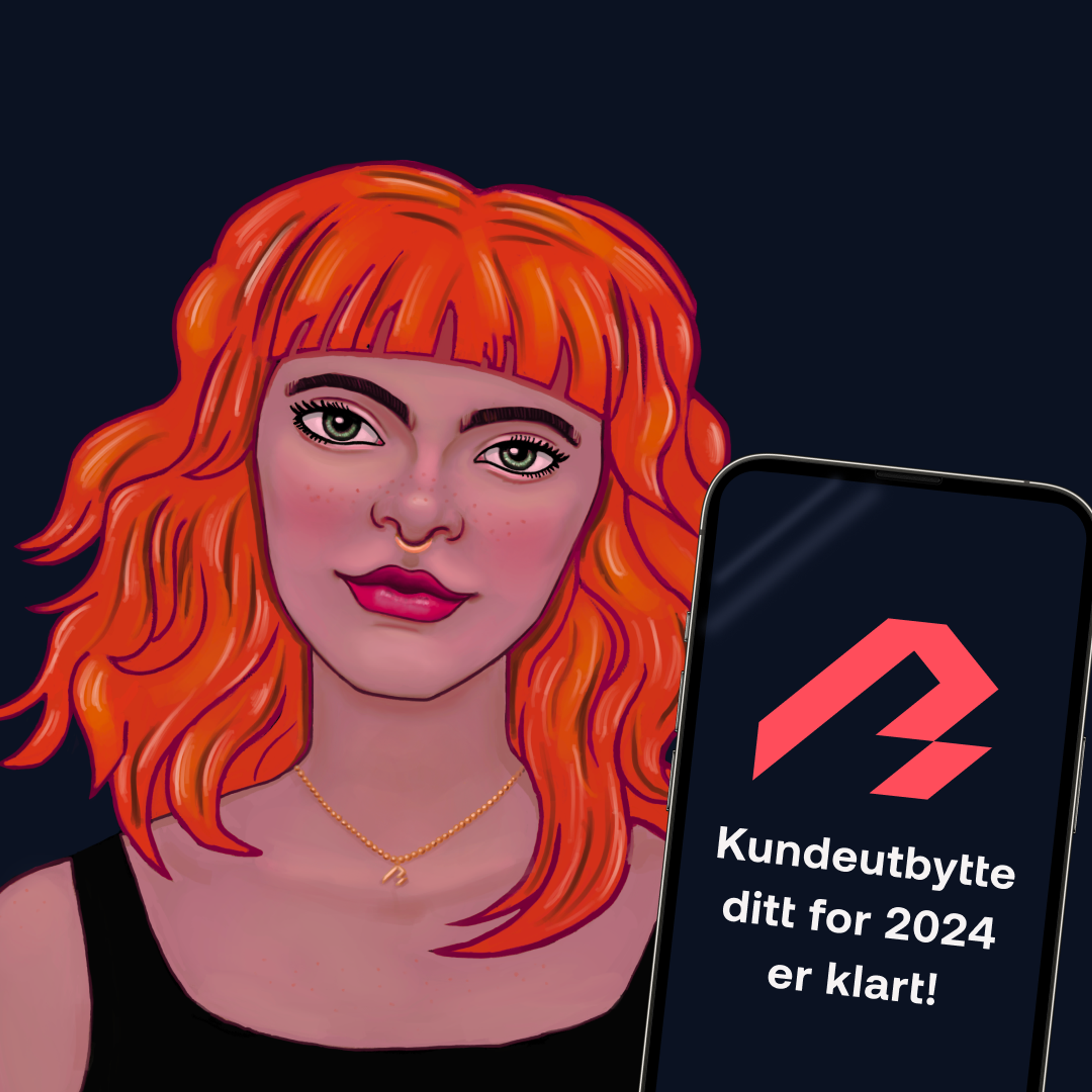 Dame som viser frem mobiltelefon med kundeutbytte i Bulder