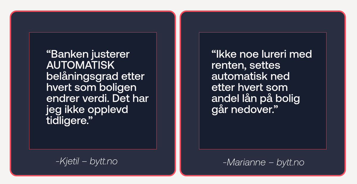 Tilbakemeldinger fra kunder på bytt.no