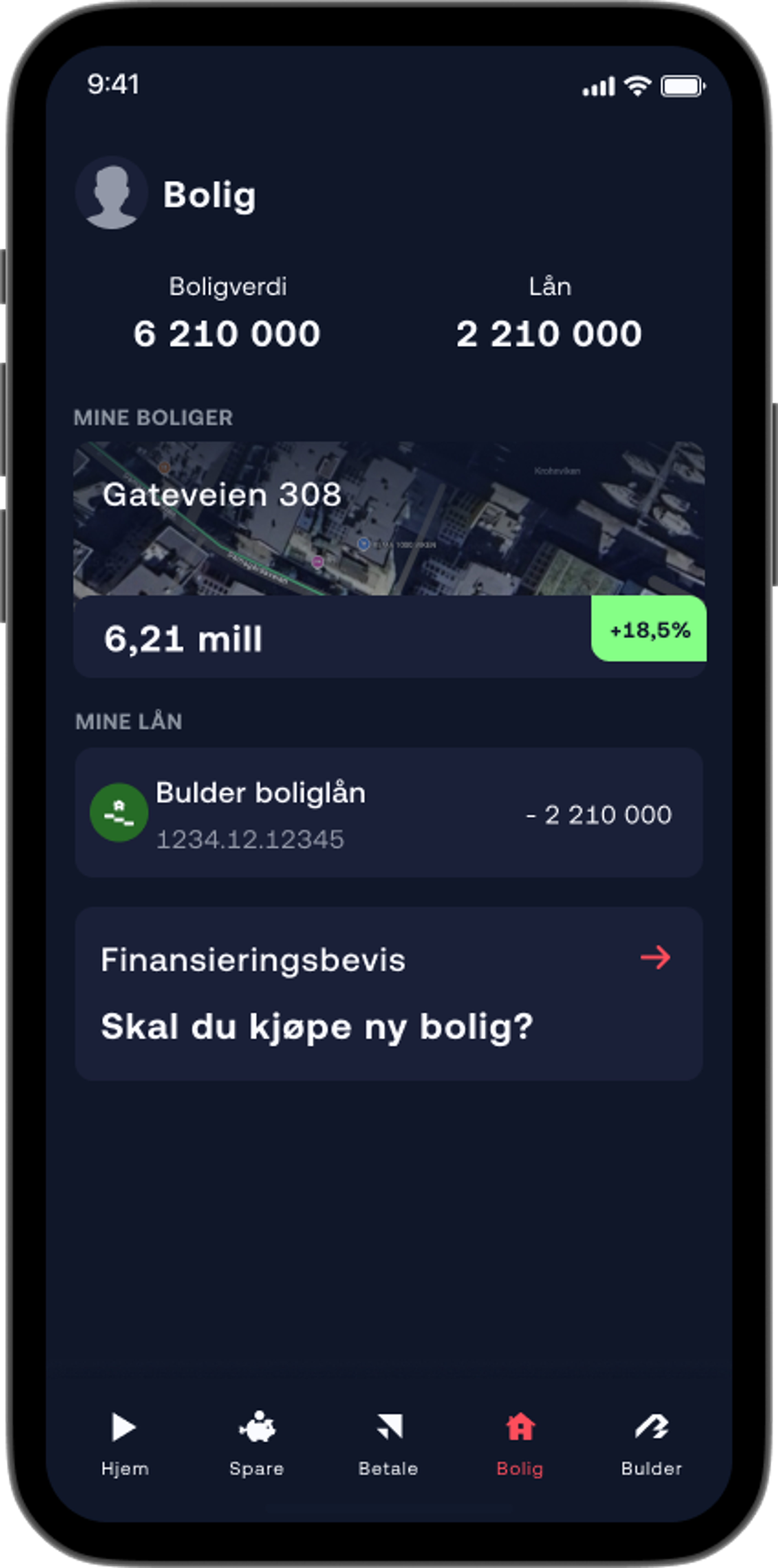 Bilde av mobil som viser finansieringsbevis