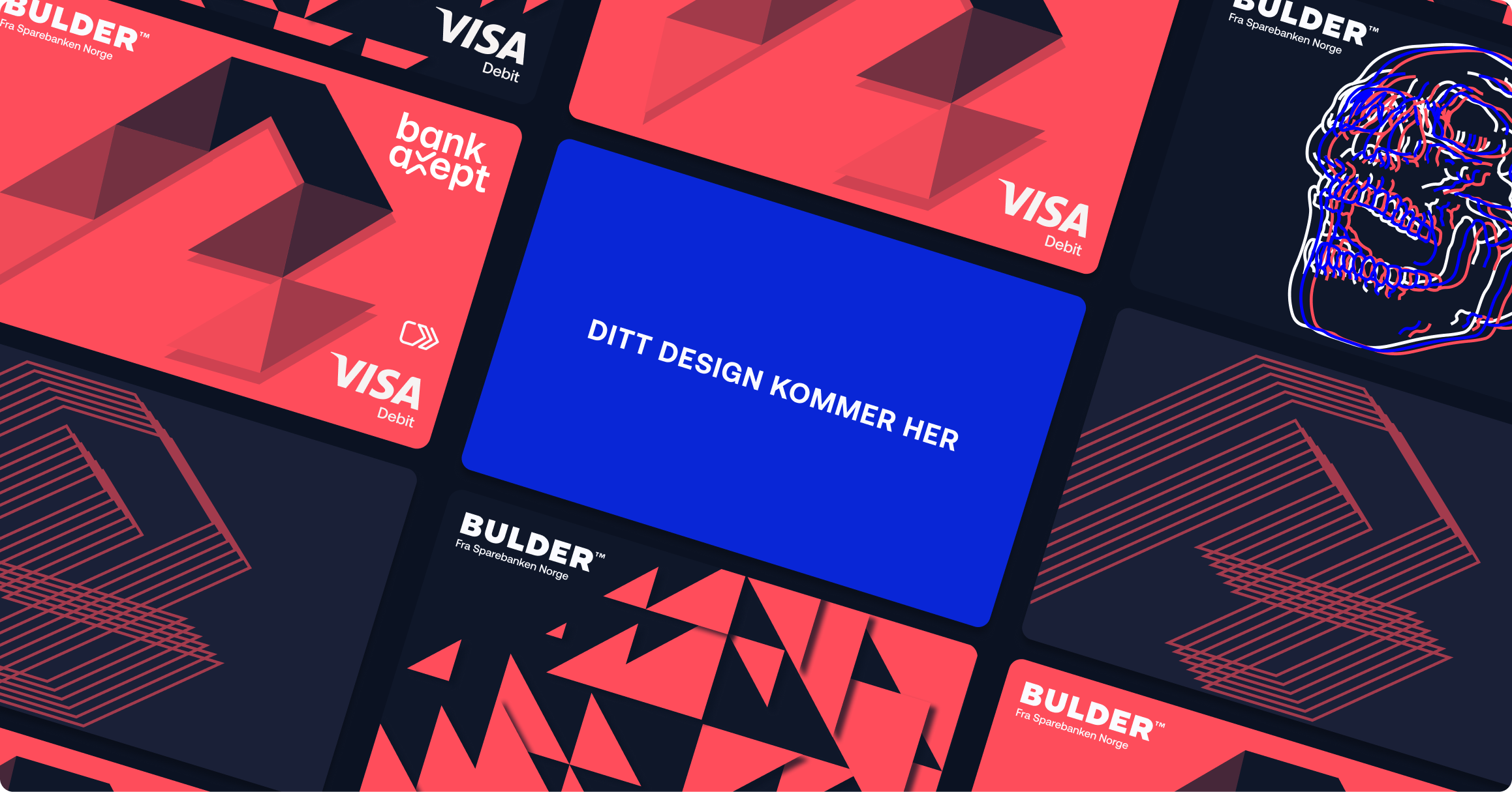 visning av bulder digitale skins og et ledig plass for ditt design med tekst "ditt design kommer her"